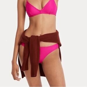 J.Crew Radiant Fuchsia Mid Rise Cheeky Bikini Bottom Medium NWT High Cut